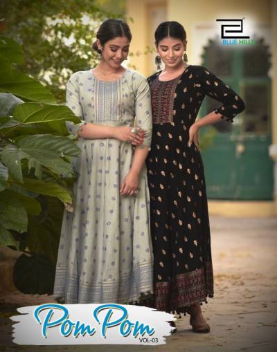 Pom Pom Vol 3 By Blue Hills Fancy Two Tone Printed Kurti Collection